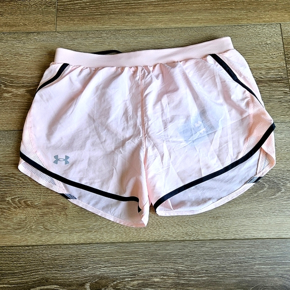 NWT Under Armour Peach Pink Running Work Out Shorts, Fly By 2.0 Heatgear